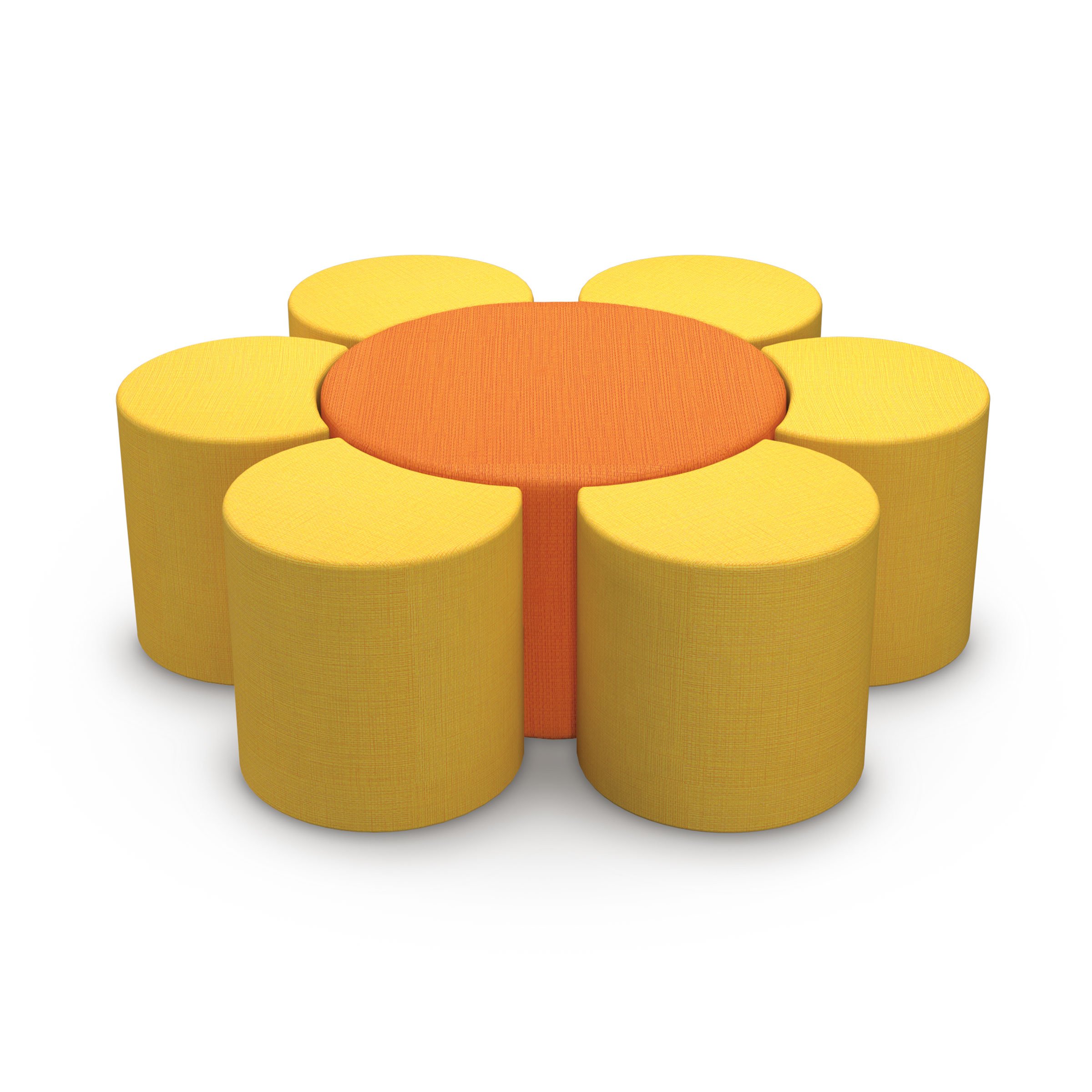 Soft seating stools in shape of flower blossom by MooreCo