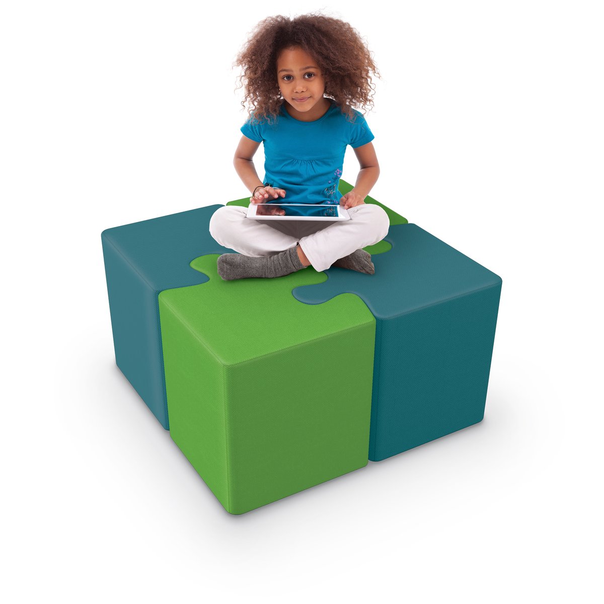 MooreCo all foam soft seating puzzle piece ottoman