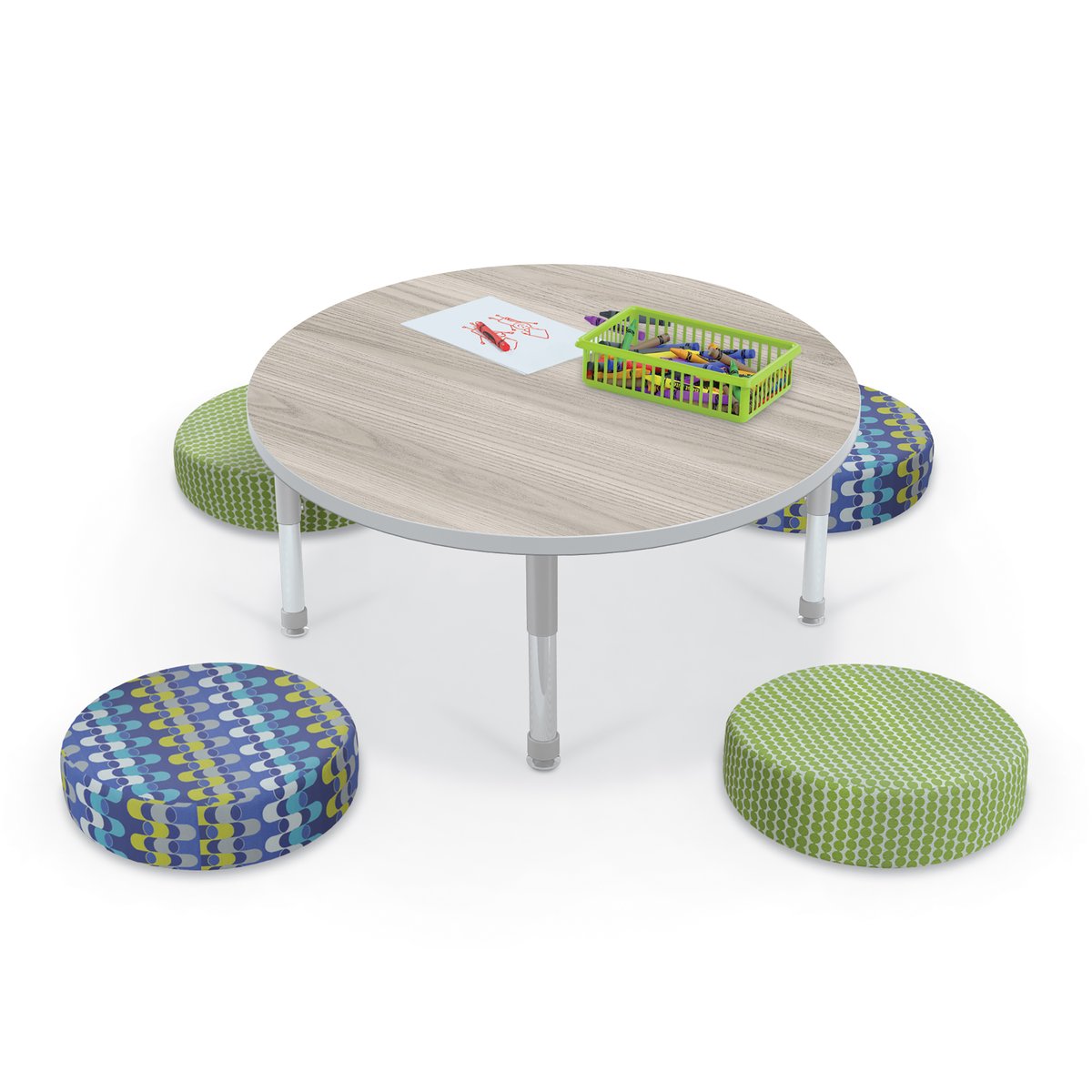 MooreCo dry erase round table with youth height legs
