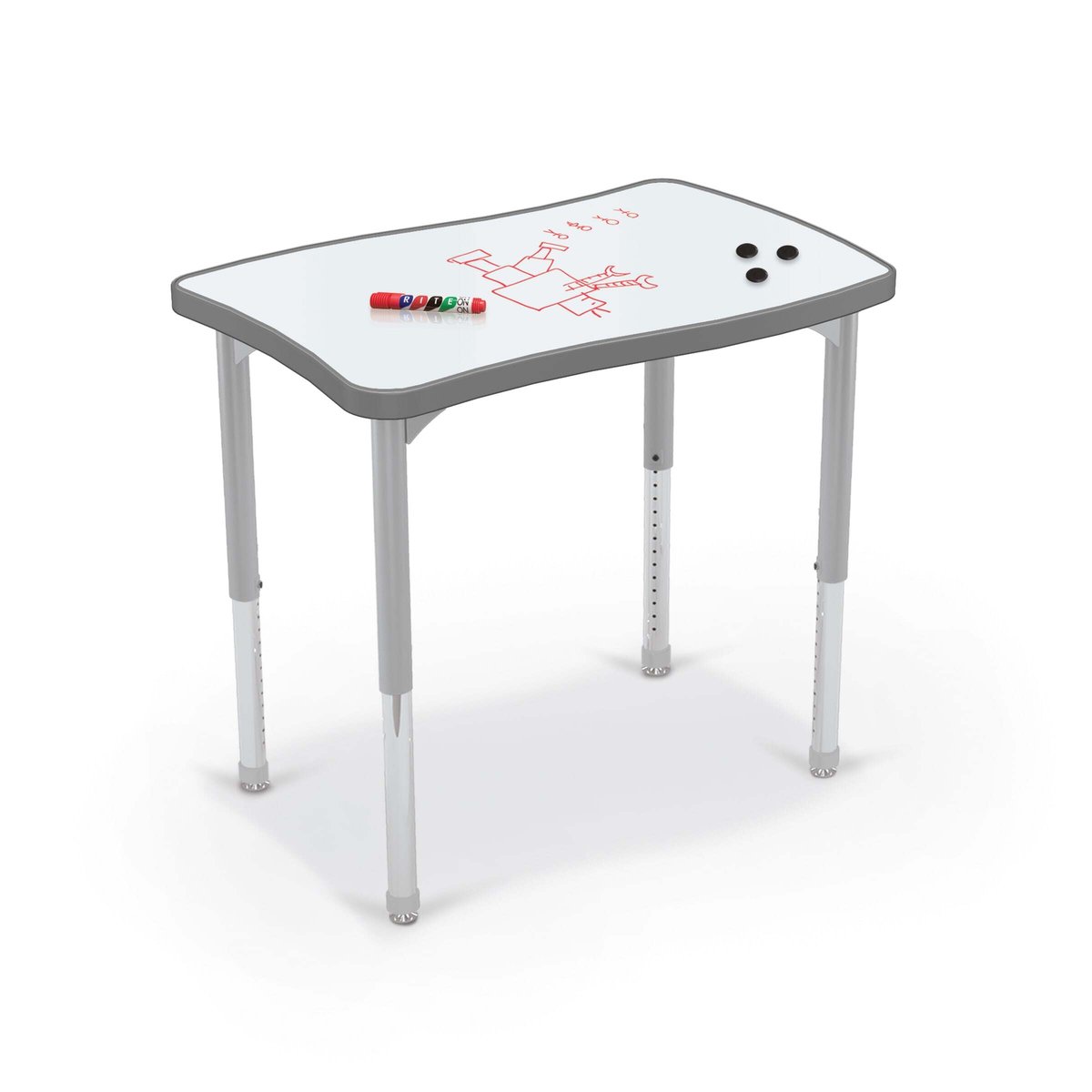 MooreCo porcelain steel dry erase top school desk