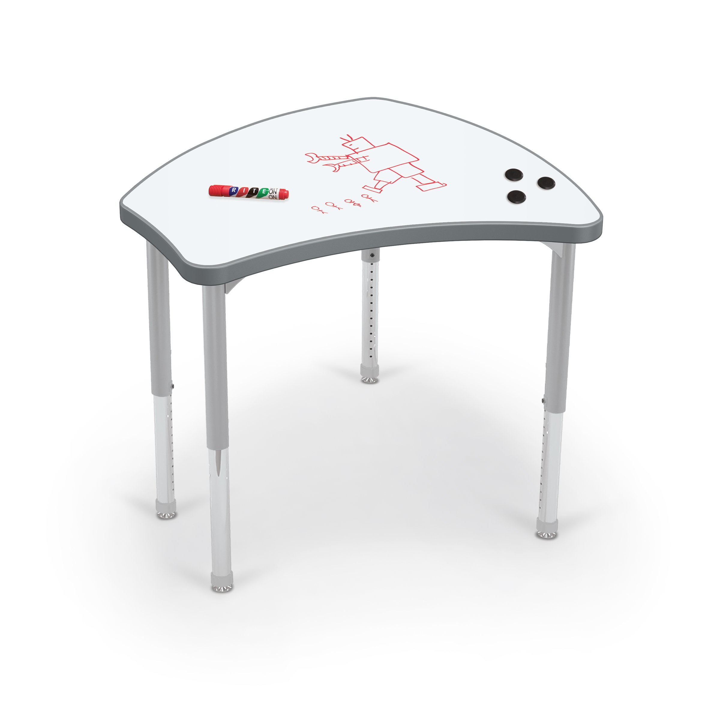 MooreCo shapes desk with dry erase top