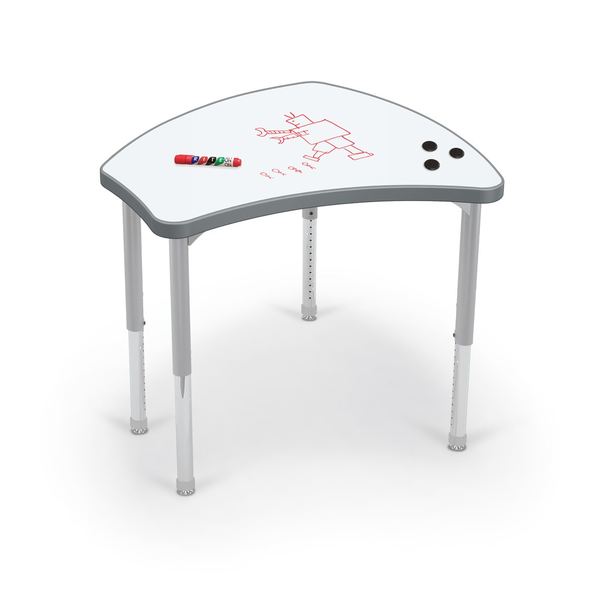 MooreCo shapes desk with dry erase top