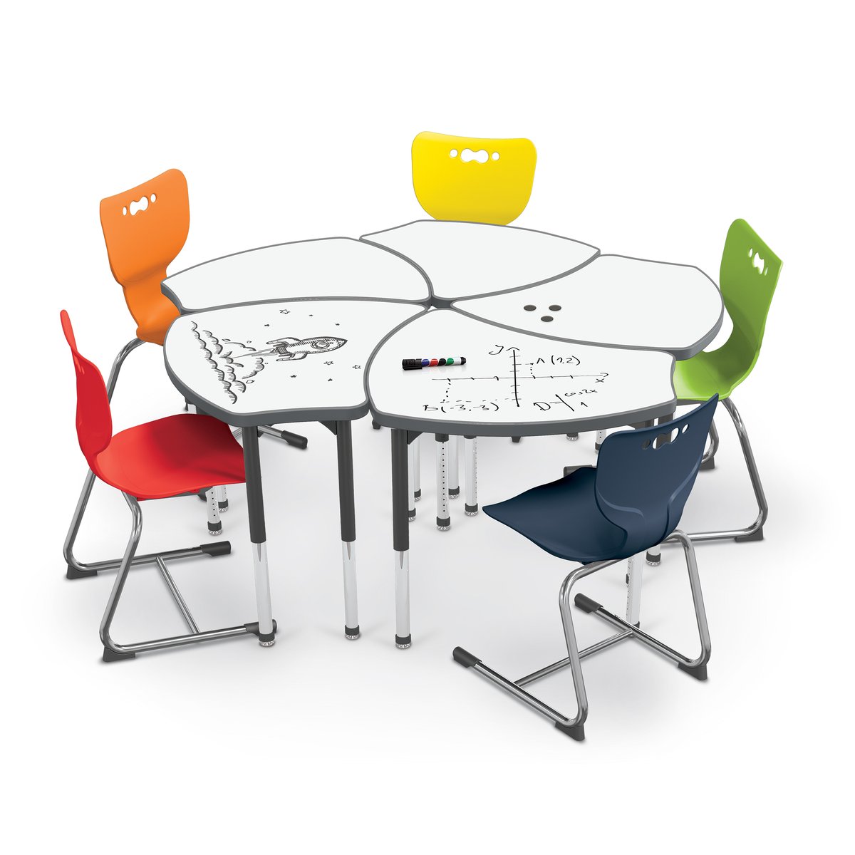 MooreCo shapes desk with dry erase tops