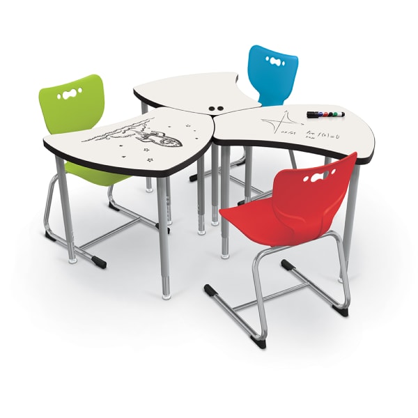 MooreCo Shapes desk with porcelain steel dry erase white board top